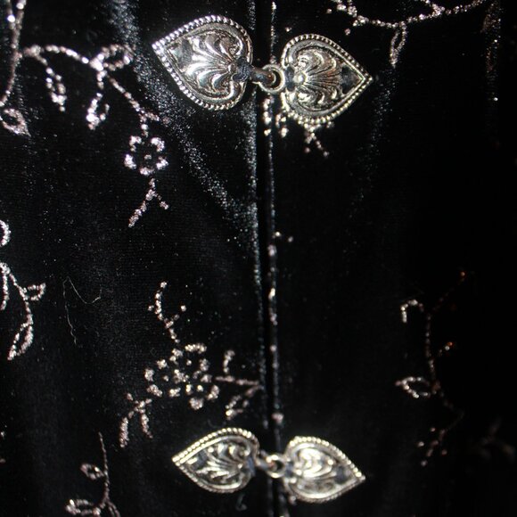 Vtg Black Velvet Velour R&M Richards + Karen Kwong Jacket Tunic Top Sz 10/12 Lg - Picture 3 of 7